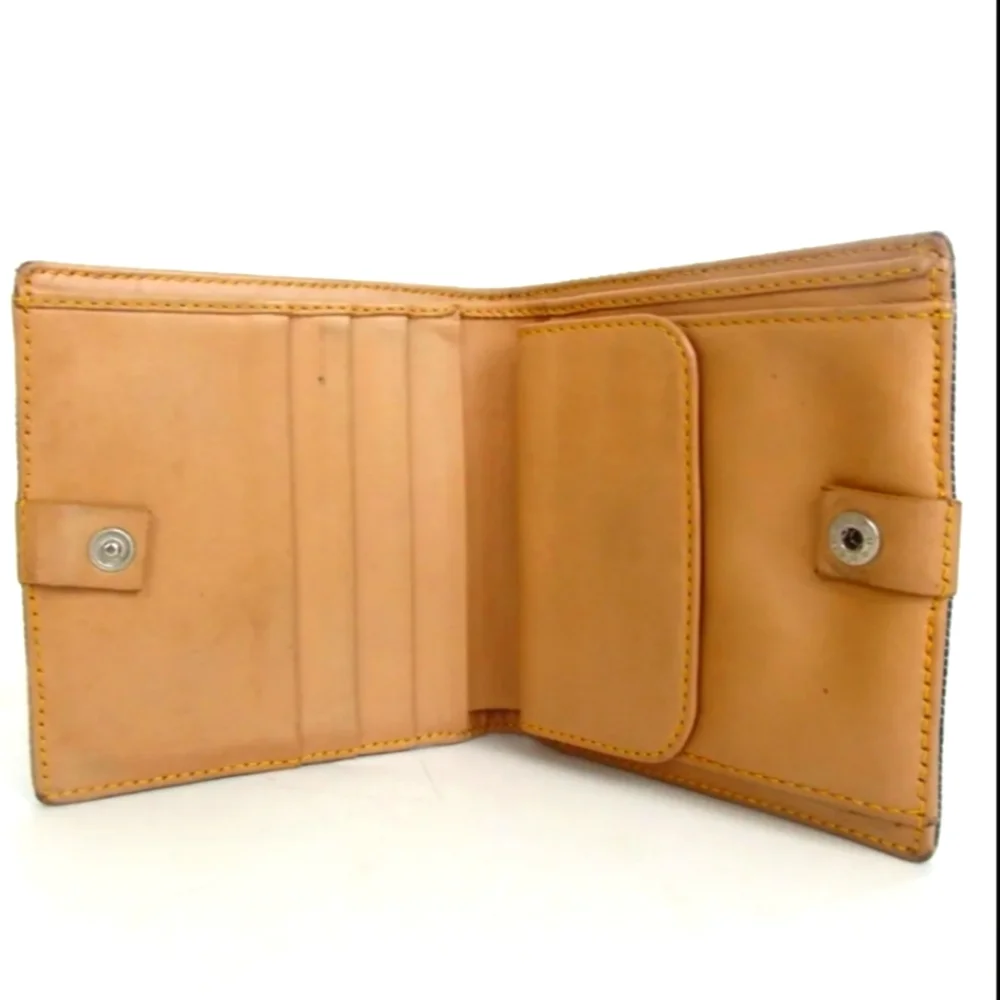 RARE CHRISTIAN DIOR RU 1929 WALLET BLUE DENIUM COTTON & CAMEL LEATHER
